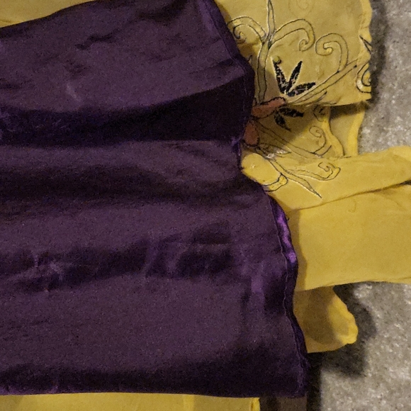 Boho maxi wrap skirt beaded and embroidered silk yellow and pink - Picture 10 of 10